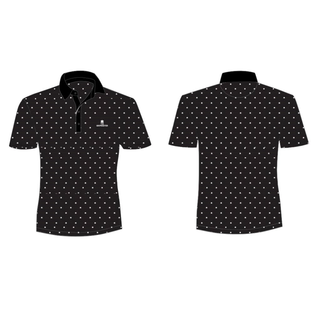 THE GRIP MASTER MEN'S BLACK POLO WITH WHITE DANCING LOGO (Collar and Plaket) (FENIX BRAND)