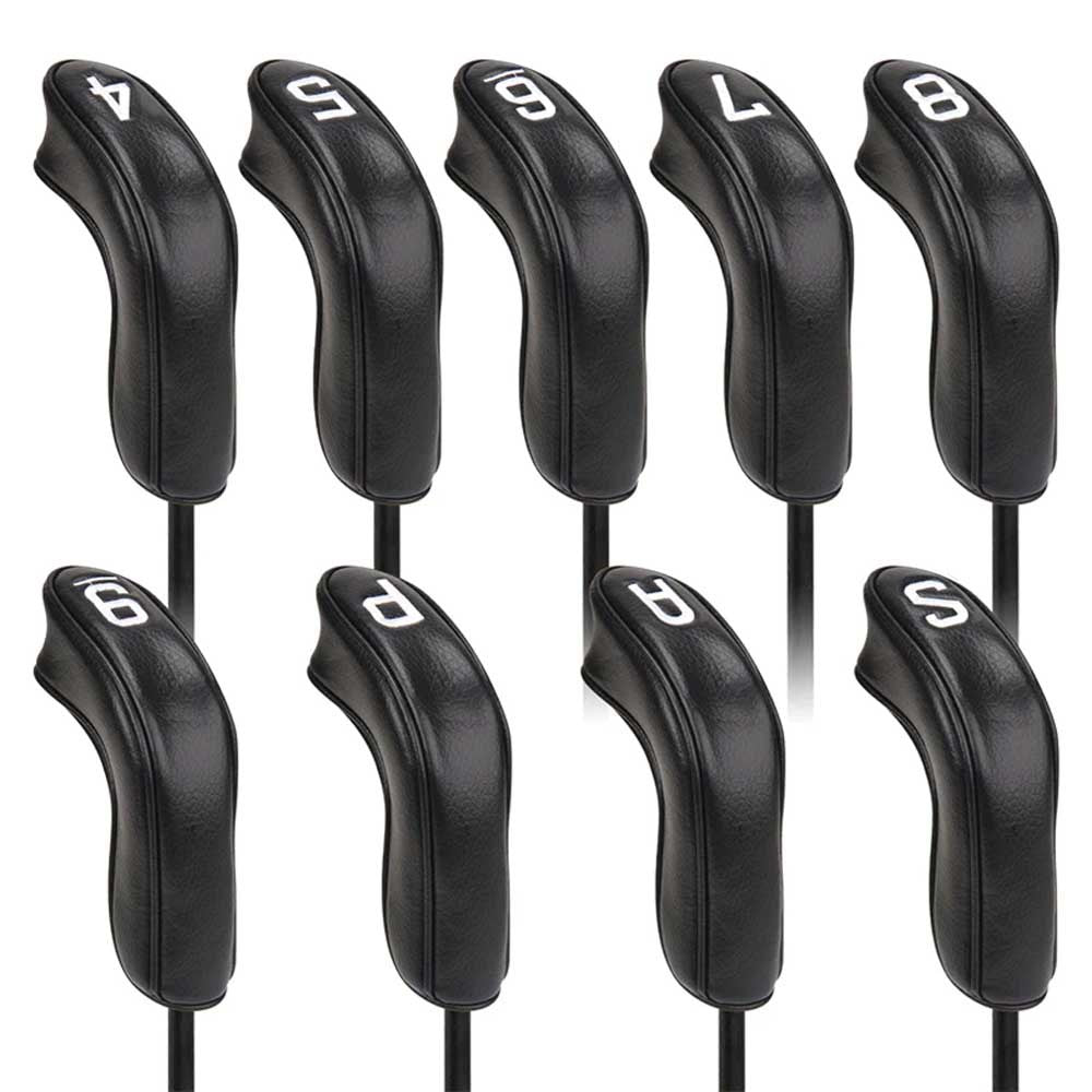 CRAFTSMAN BLACK LEATHER WHITE NUMBERS GOLF CLUB HYBRID IRON HEADCOVERS